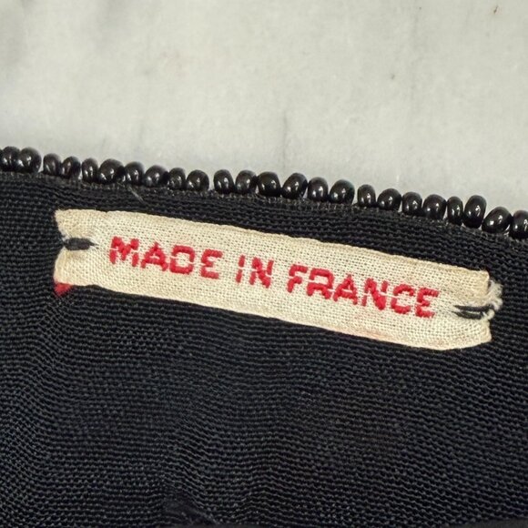 Vintage French Black Beaded Belt Bag with Chanel Gift Bag 5" X 3.5" - Picture 17 of 17